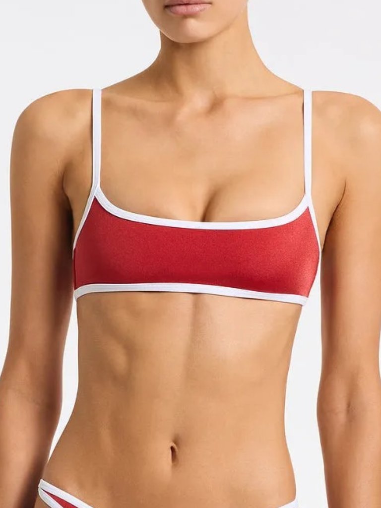 Triangl Mima Top + Vinca Bottoms Bikini Set - Nasse Red / White - Size Small — image 4 of 7